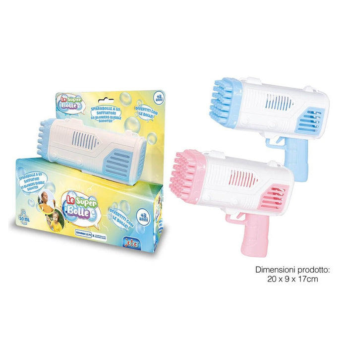 Trade Shop - Pistola Sparabolle Di Sapone A 36 Fori Da 50ml A Pile Gioco Per Bambini 2 Colori 807632 -