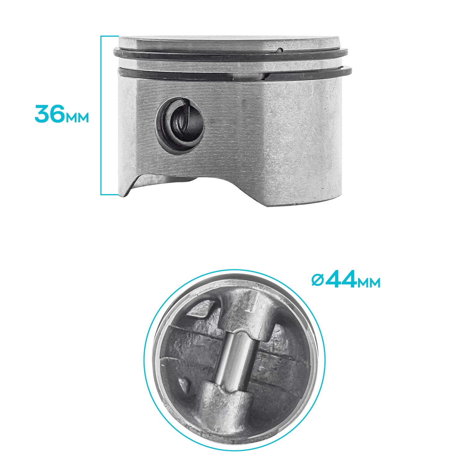 Gruppo termico per motozappa 52cc - ricambio compatibile cilindro + pistone per motori a 2 tempi da 52cc