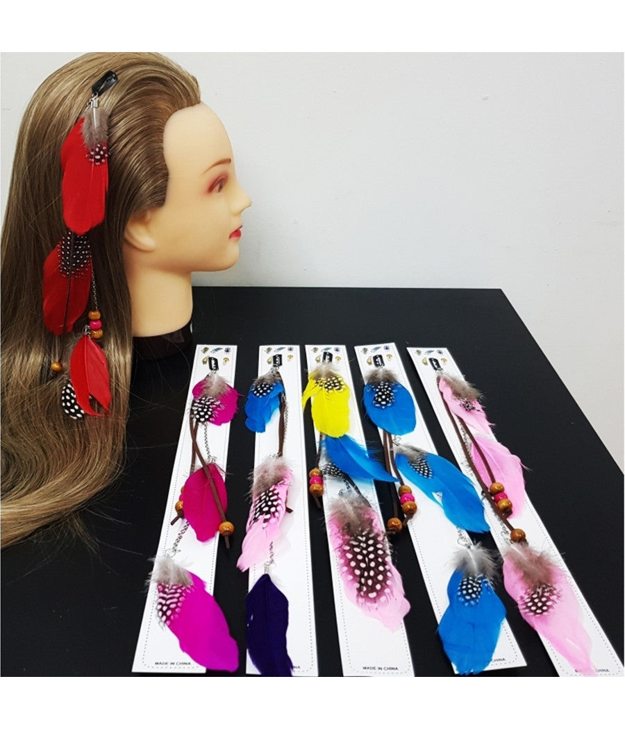 Piuma Fascia Clip Extension Lunga 30cm Per Capelli Ferma Coda Codino Accessori         