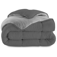 IDMarket - Piumino 140x200 CM ZOE polar biface grigio chiaro e grigio 400 gr