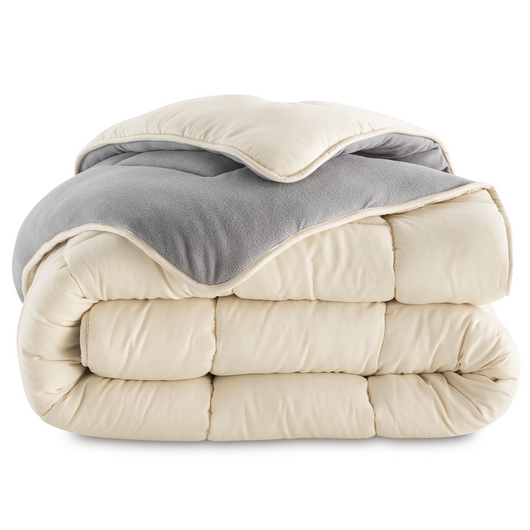 IDMarket - Piumino 200x200 CM polar biface grigio e crema 400 gr ZOE