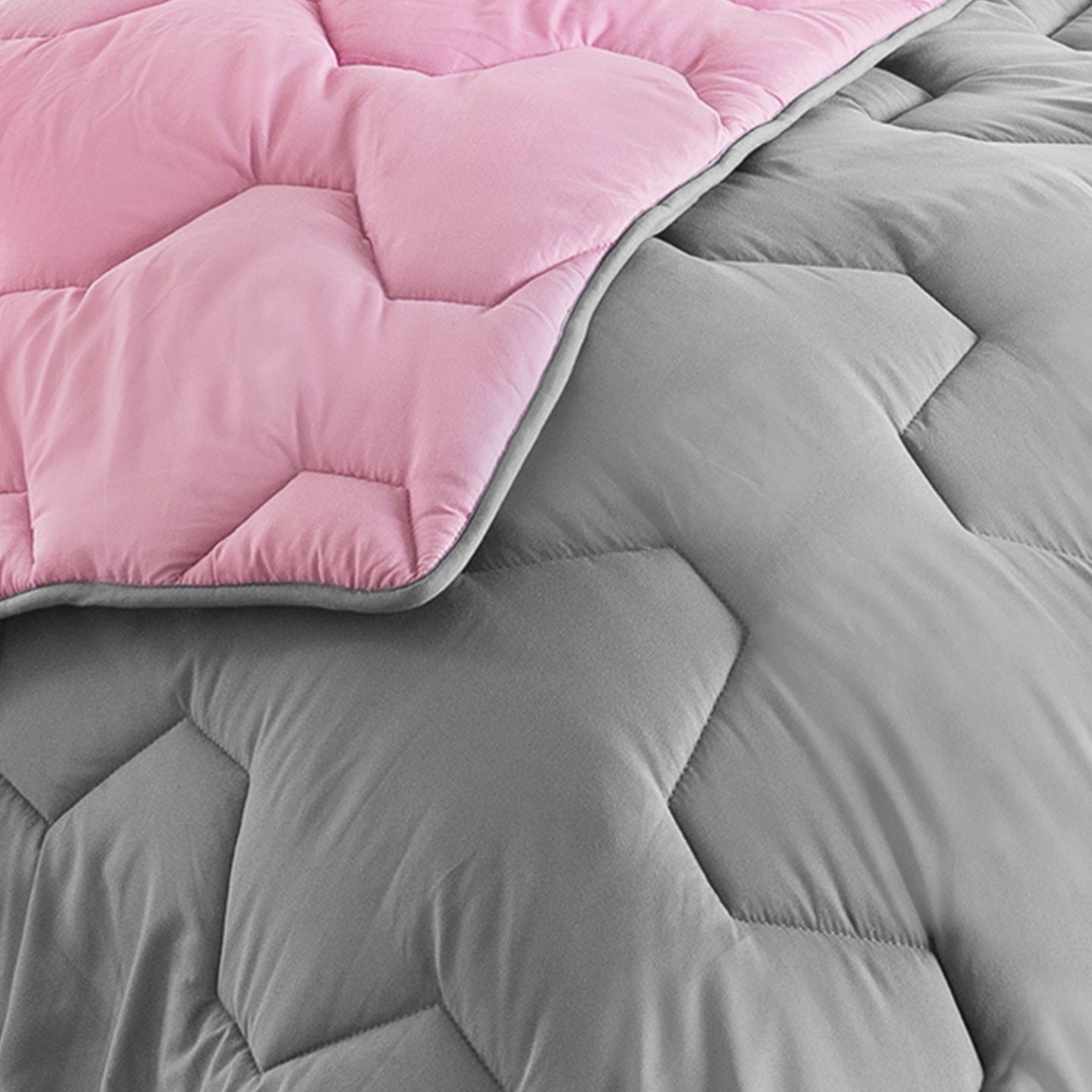 IDMarket - Piumino 220x240 cm biface rosa e grigio 300 gr ABBY