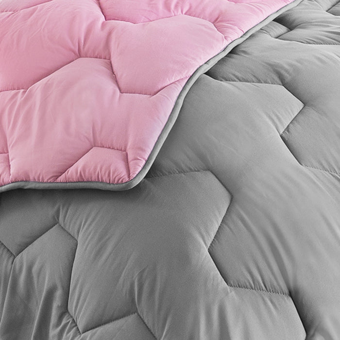 IDMarket - Piumino 220x240 cm biface rosa e grigio 300 gr ABBY