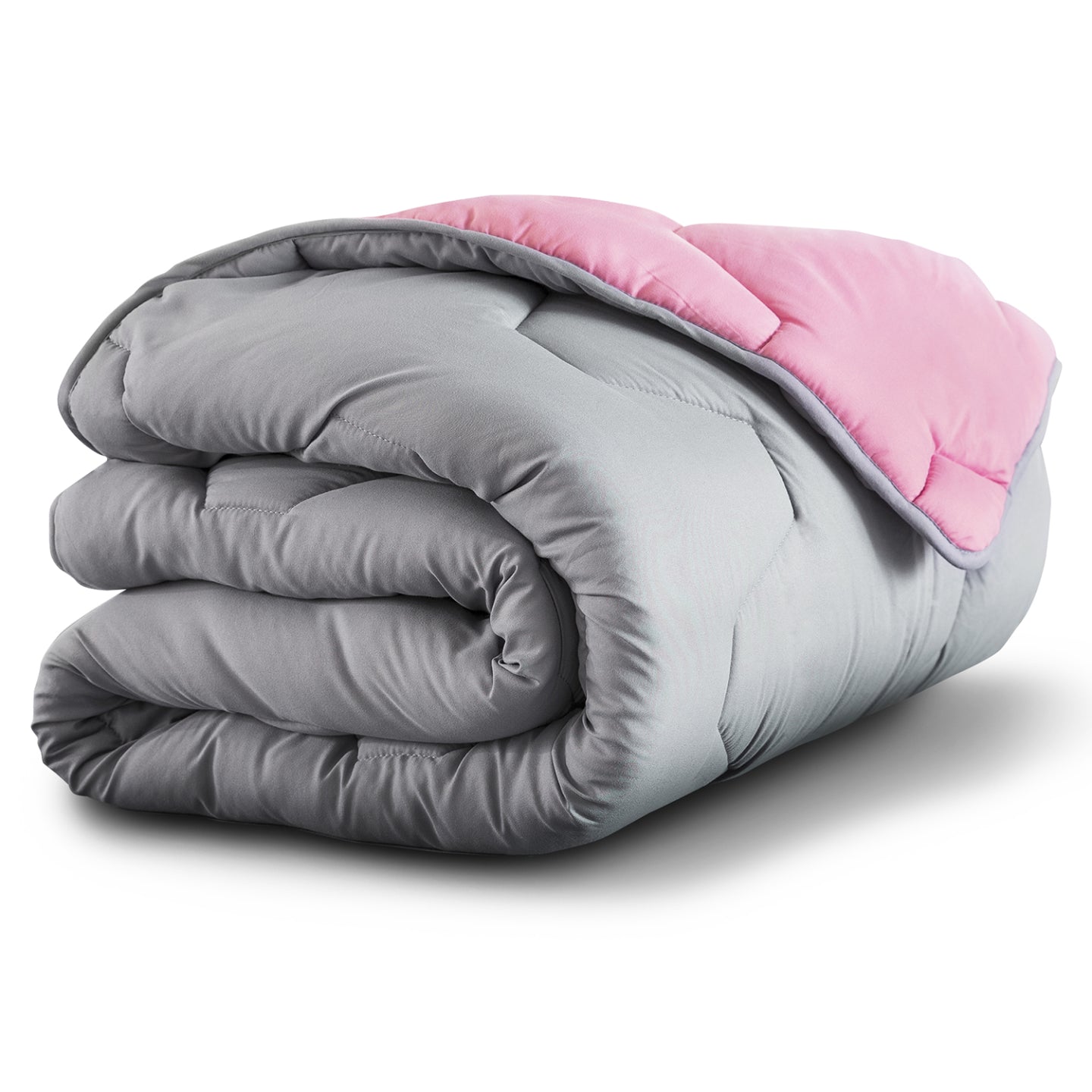 IDMarket - Piumino 220x240 cm biface rosa e grigio 300 gr ABBY