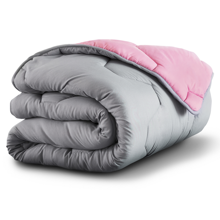 IDMarket - Piumino 220x240 cm biface rosa e grigio 300 gr ABBY