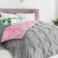 IDMarket - Piumino 220x240 cm biface rosa e grigio 300 gr ABBY