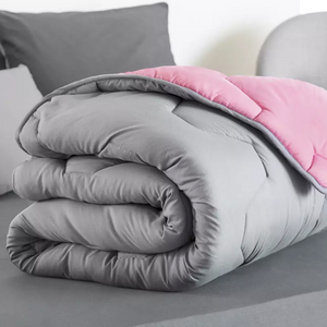 IDMarket - Piumino 220x240 cm biface rosa e grigio 300 gr ABBY
