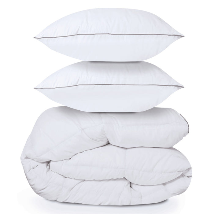 IDMarket - Piumino 220x240 CM in piuma d'oca antiacaro 500 gr + 2 cuscini