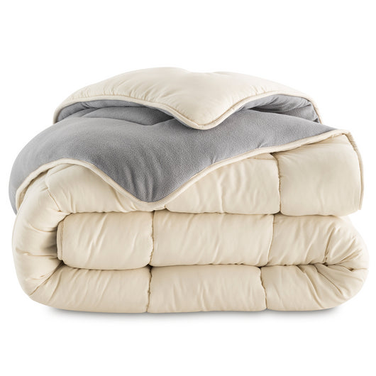 IDMarket - Piumino 220x240 CM ZOE polar biface grigio e crema 400 gr