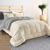 IDMarket - Piumino 220x240 CM ZOE polar biface grigio e crema 400 gr