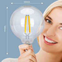 Optonica lampadina a filamento led attacco e27 g125 300° ac175-265v *** temperatura colore lampada 2700k bianco cald...