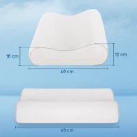 Cuscino Cervicale in Memory Foam a Doppia Altezza con Copertura Rimovibile, 60x40x10/12 cm, Bianco Crema