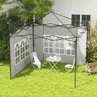 Set 2 Pareti Laterali per Gazebo 3x3 m e 3x6m con Finestre, in PE e Plastica, 293x193 cm, Bianco