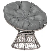 Poltrona Sedia Papasan Girevole a 360° con Cuscino Giardino Rattan 87 × 97 × 90cm Nero
