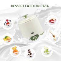 Yogurtiera 20W da 1.5L per 3-5 Persone con 2 Vasetti e Colino, in Plastica, 19.5x17.5x21.4 cm, Bianca