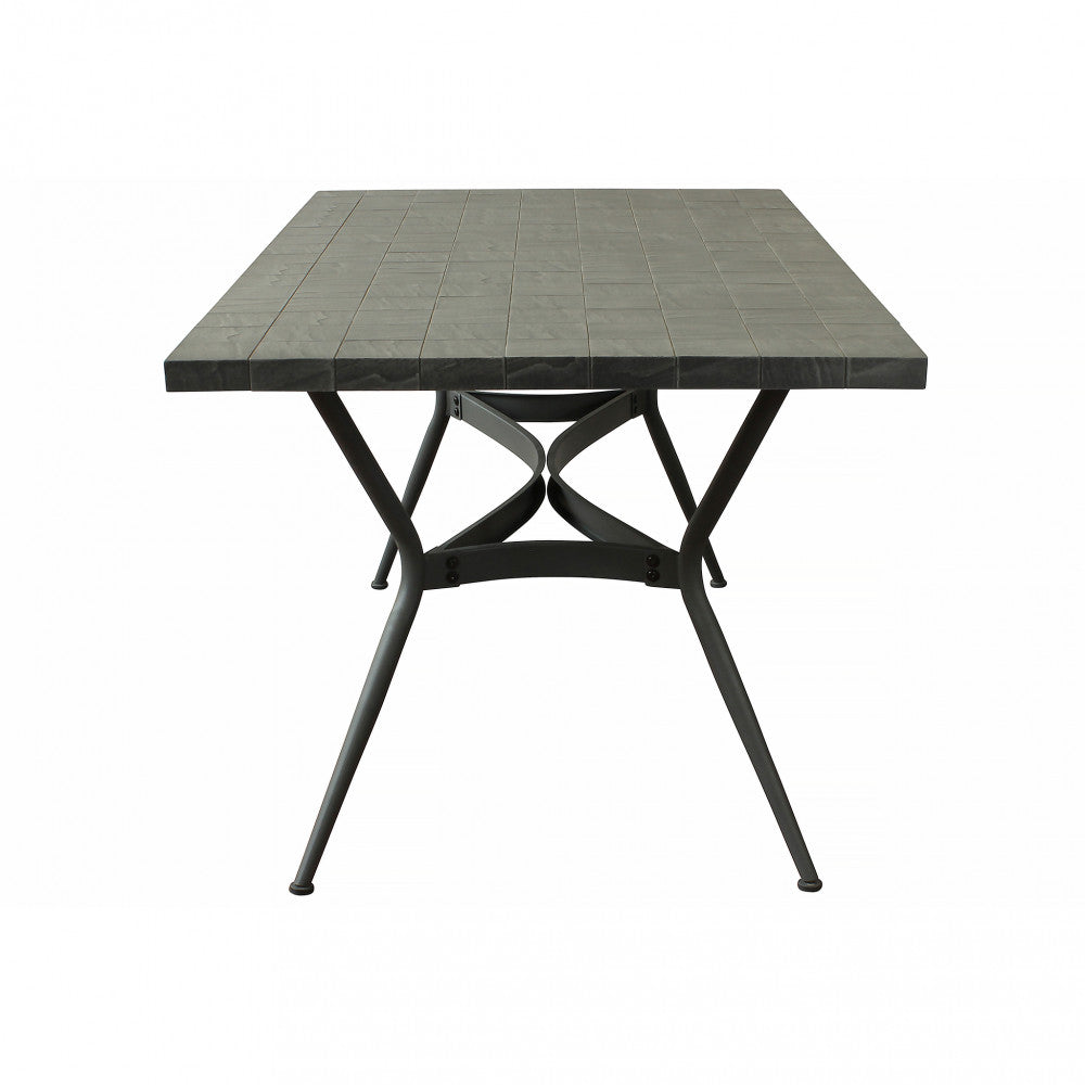 Tavolo Ceramica E Ferro Verniciato Rettangolare Minosse 160X90 Cm Grigio Scuro
