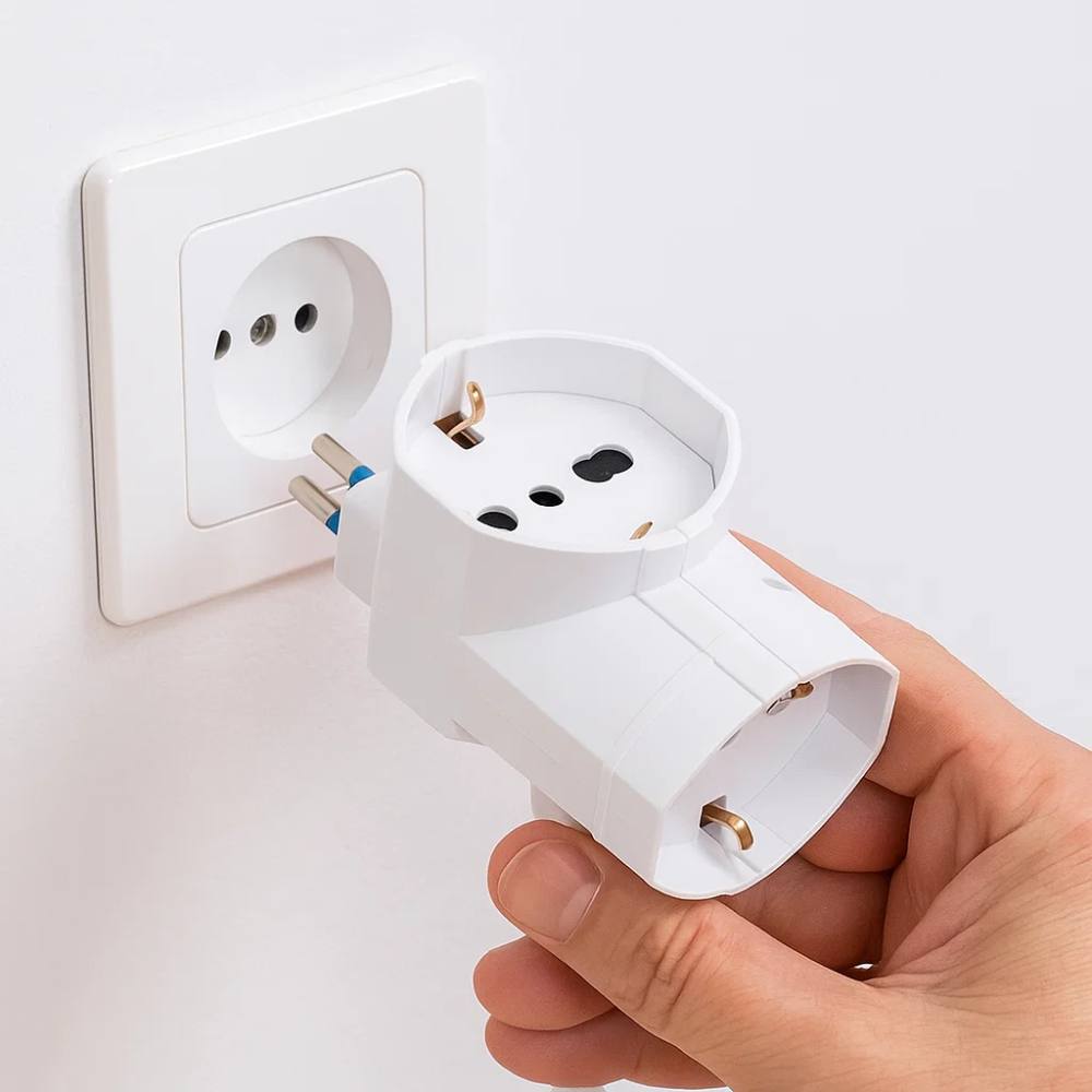 Adattatore triplo ecova 3 prese universali bipasso 16a bianco