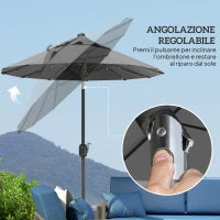Ombrellone doppio con Base a crocee Luci Solari, 295x150x219cm, Grigio