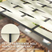 Pergola per Esterno 3x3 m con Copertura Ondulata e Pannelli Laterali, in Metallo e Poliestere Nero