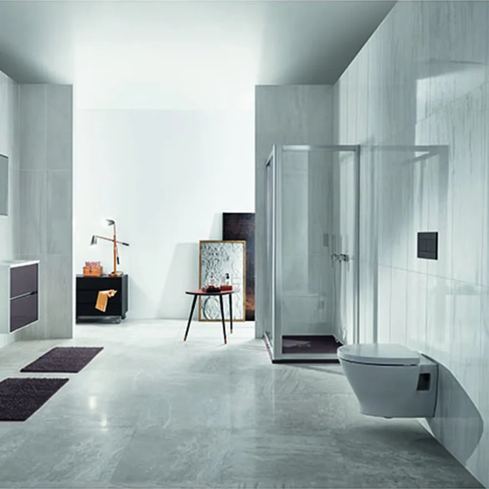 Placca cassetta wc Oli74 Plus slim in ABS nero Matt con doppio scarico