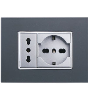 Placca Cristal 3 4 6 M Acciaio Scuro Effetto Vetro Compatibile Bticino Axolute   -3 Fori     -