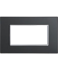 Placca Cristal 3 4 6 M Acciaio Scuro Effetto Vetro Compatibile Bticino Axolute   -4 Fori     -