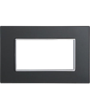Placca Cristal 3 4 6 M Acciaio Scuro Effetto Vetro Compatibile Bticino Axolute   -4 Fori     -