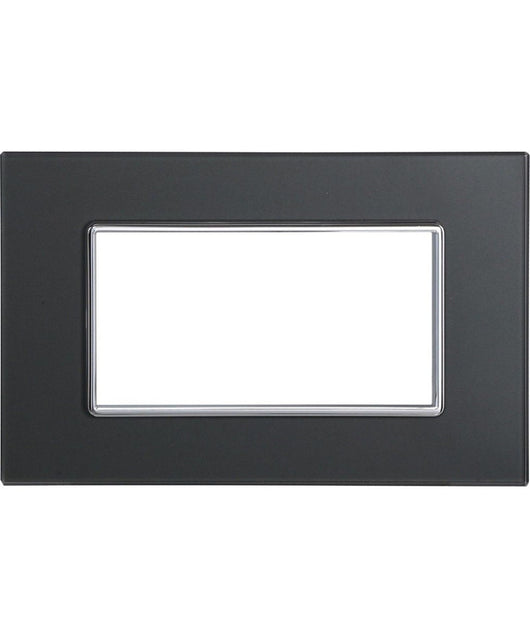 Placca Cristal 3 4 6 M Acciaio Scuro Effetto Vetro Compatibile Bticino Axolute   -4 Fori     -