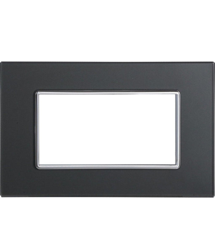 Placca Cristal 3 4 6 M Acciaio Scuro Effetto Vetro Compatibile Bticino Axolute   -4 Fori     -