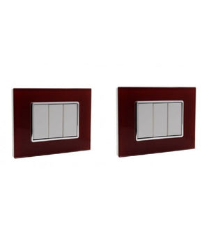 Placca Cristal 3 4 6m Rosso Pompeiano Effetto Vetro Compatibile Bticino Axolute         