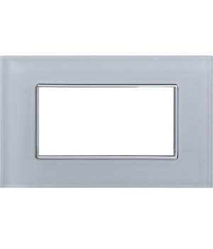 Placca Cristal 3m 4m 6m Bianco Effetto Vetro Compatibile Con Bticino Axolute   -4 Fori     -