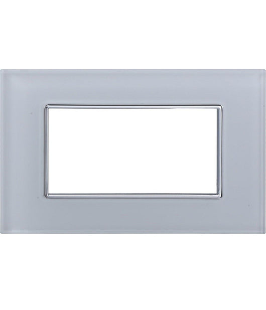 Placca Cristal 3m 4m 6m Bianco Effetto Vetro Compatibile Con Bticino Axolute   -4 Fori     -