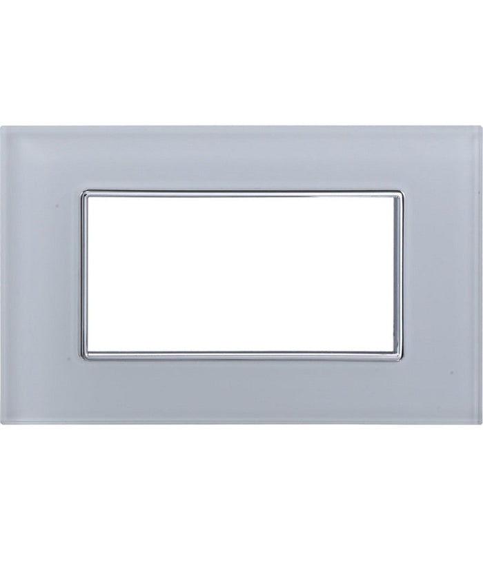 Placca Cristal 3m 4m 6m Bianco Effetto Vetro Compatibile Con Bticino Axolute   -4 Fori     -