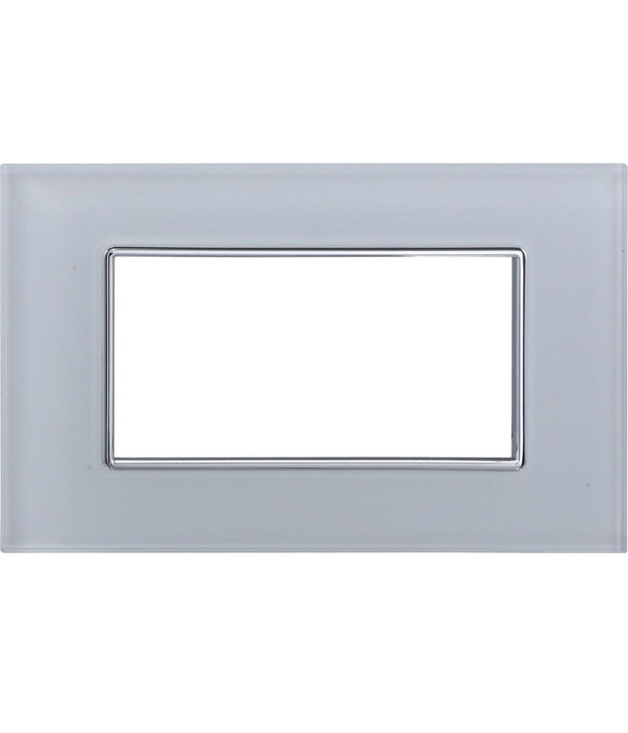 Placca Cristal 3m 4m 6m Bianco Effetto Vetro Compatibile Con Bticino Axolute   -4 Fori     -