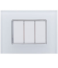 Placca Cristal 3m 4m 6m Bianco Effetto Vetro Compatibile Con Bticino Axolute   -3 Fori     -