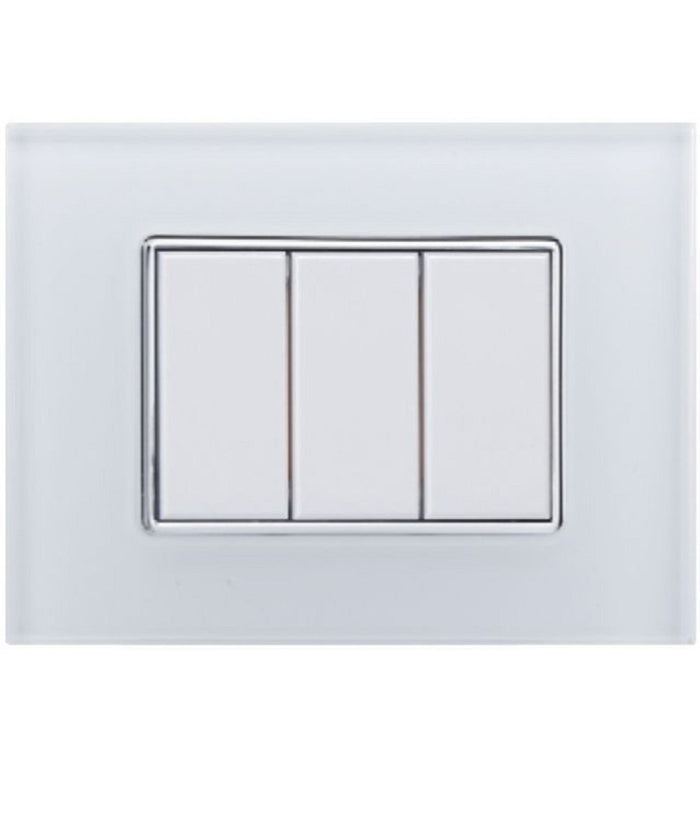 Placca Cristal 3m 4m 6m Bianco Effetto Vetro Compatibile Con Bticino Axolute   -3 Fori     -