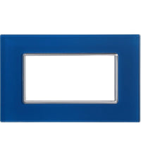 Placca Cristal 3m 4m 6m Blu Capri Effetto Vetro Compatibile Con Bticino Axolute   -4 Fori     -