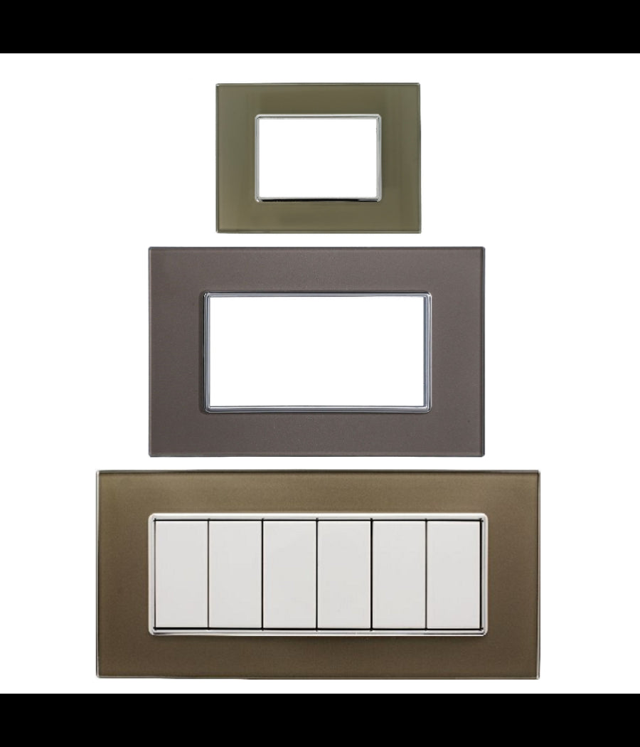 Placca Cristal 3m 4m 6m Bronzo Effetto Vetro Compatibile Con Bticino Axolute         