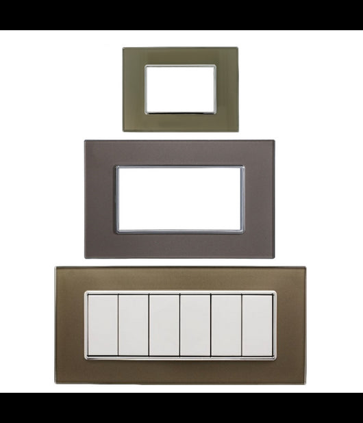 Placca Cristal 3m 4m 6m Bronzo Effetto Vetro Compatibile Con Bticino Axolute         