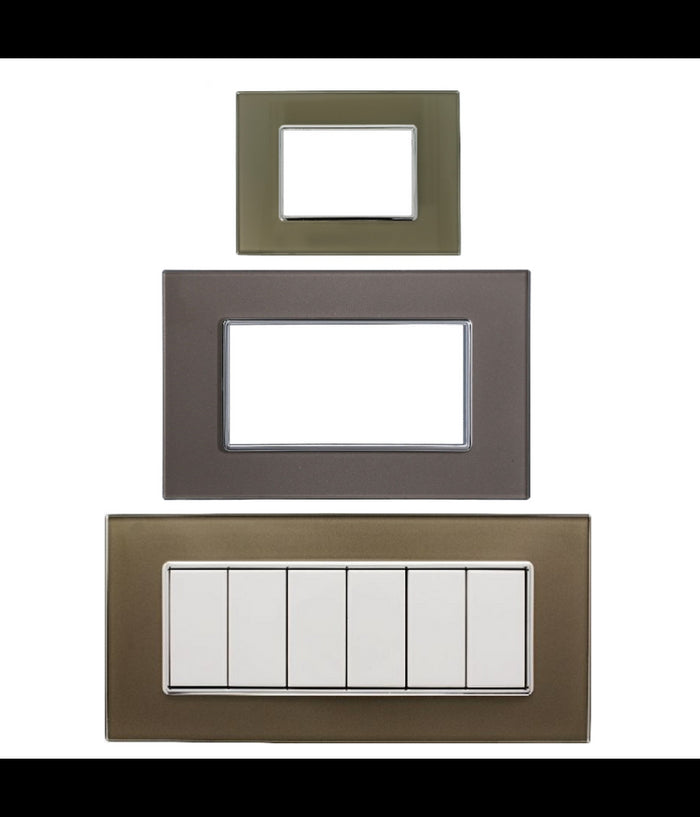 Placca Cristal 3m 4m 6m Bronzo Effetto Vetro Compatibile Con Bticino Axolute         