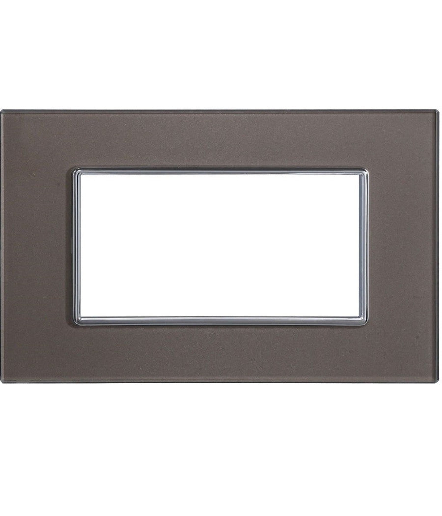 Placca Cristal 3m 4m 6m Bronzo Effetto Vetro Compatibile Con Bticino Axolute   -4 Fori     -