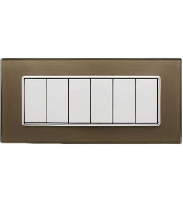 Placca Cristal 3m 4m 6m Bronzo Effetto Vetro Compatibile Con Bticino Axolute         