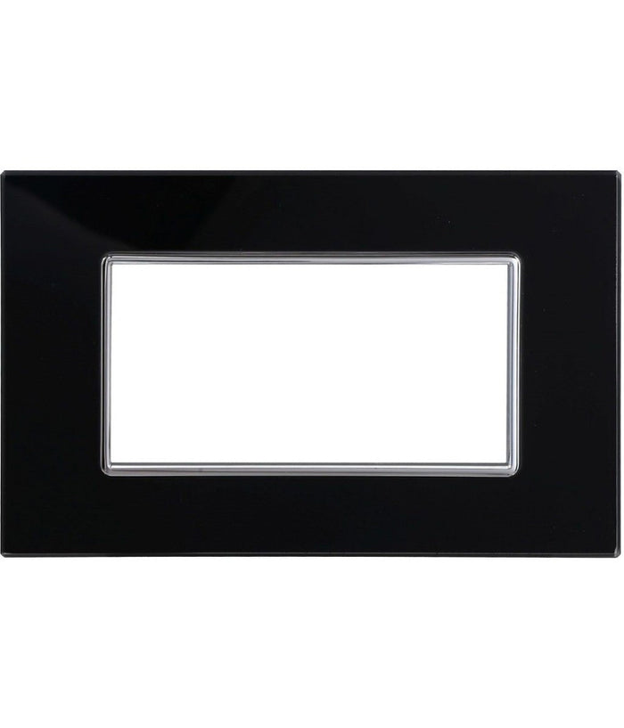 Placca Cristal 3m 4m 6m Nero Effetto Vetro Compatibile Con Bticino Axolute   -4 Fori     -