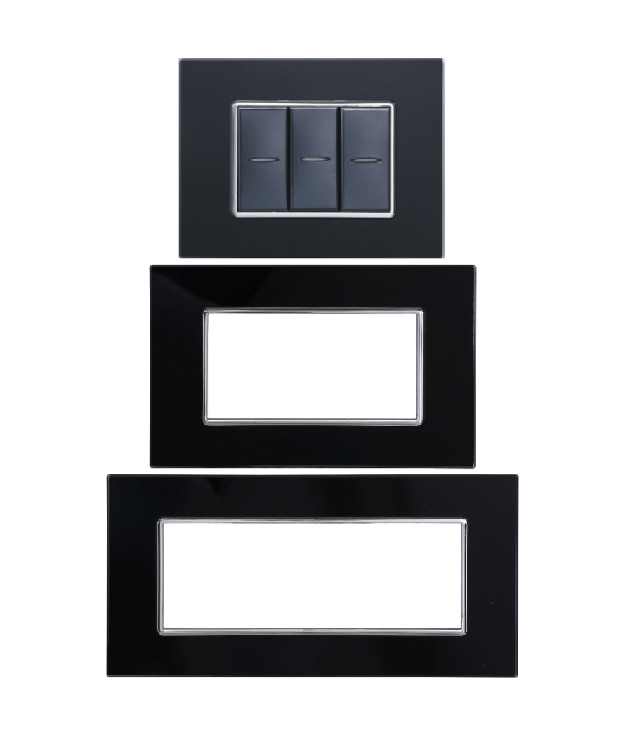 Placca Cristal 3m 4m 6m Nero Effetto Vetro Compatibile Con Bticino Axolute         