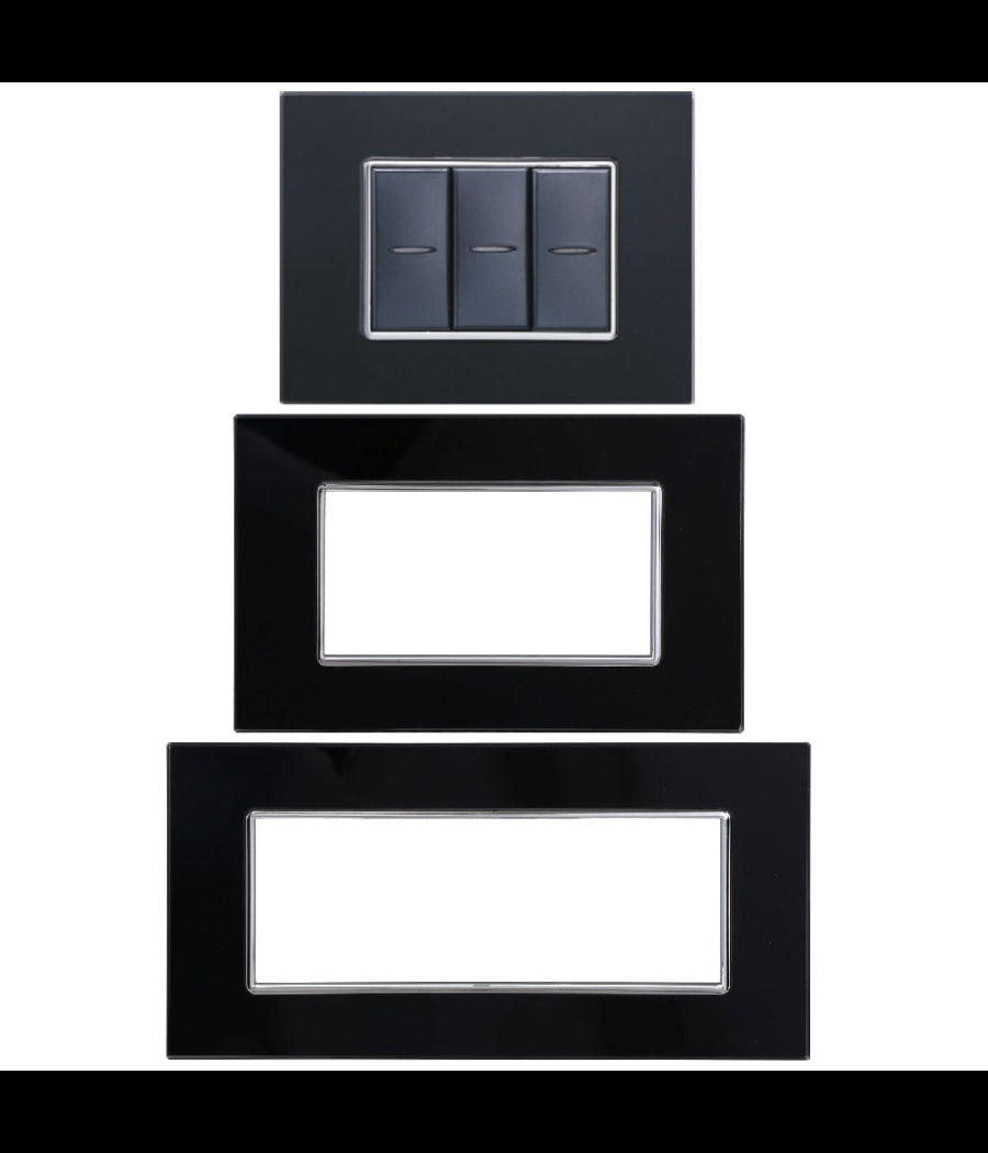 Placca Cristal 3m 4m 6m Nero Effetto Vetro Compatibile Con Bticino Axolute         