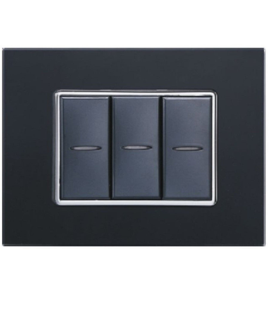 Placca Cristal 3m 4m 6m Nero Effetto Vetro Compatibile Con Bticino Axolute         