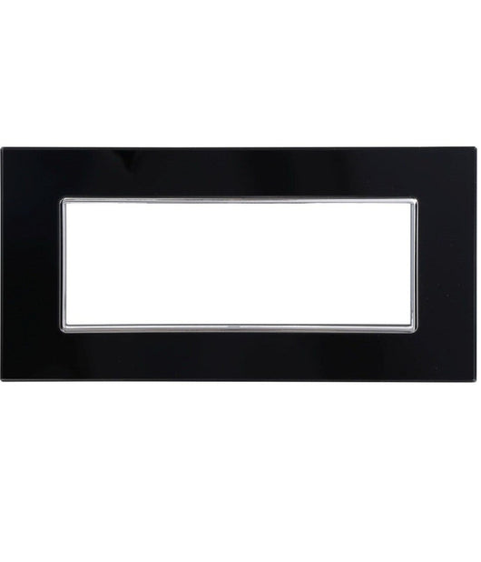Placca Cristal 3m 4m 6m Nero Effetto Vetro Compatibile Con Bticino Axolute   -6 Fori     -