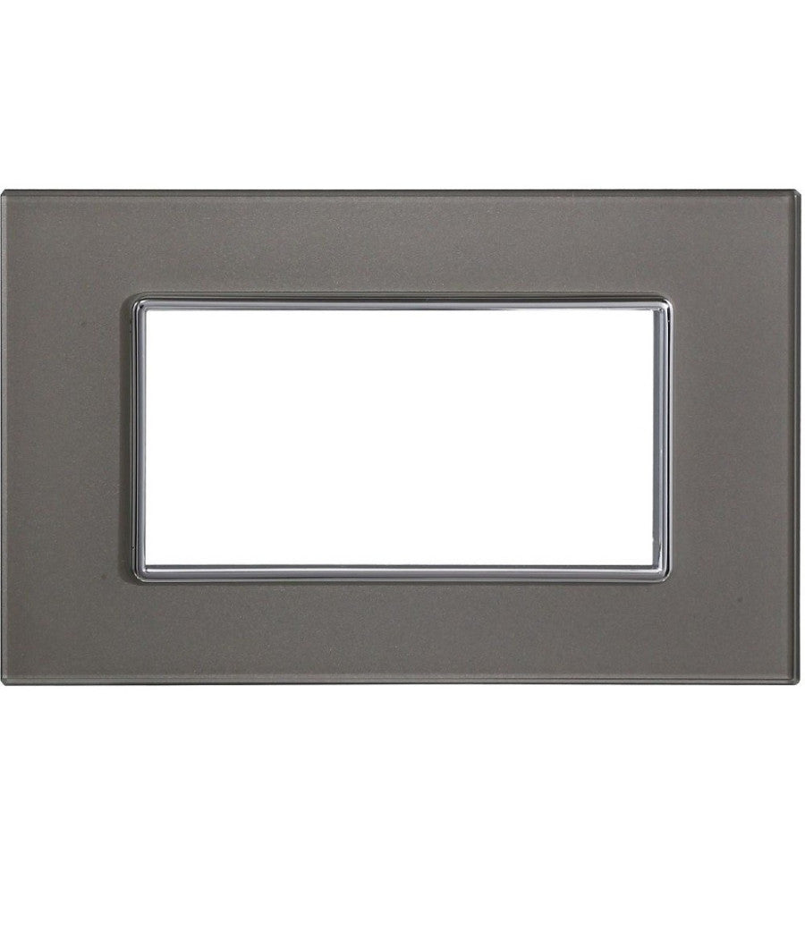 Placca Cristal 3m 4m 6m Titanio Effetto Vetro Compatibile Con Bticino Axolute   -4 Fori     -