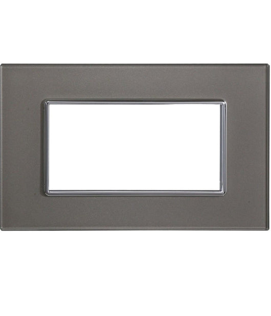 Placca Cristal 3m 4m 6m Titanio Effetto Vetro Compatibile Con Bticino Axolute   -4 Fori     -