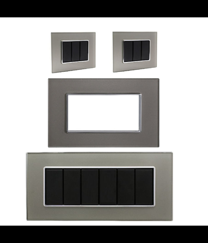 Placca Cristal 3m 4m 6m Titanio Effetto Vetro Compatibile Con Bticino Axolute         